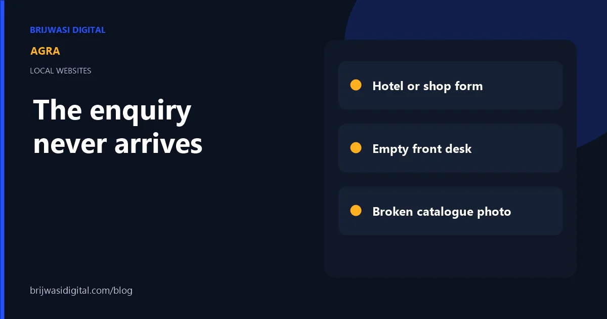 Notes on an Agra hotel or shop enquiry that never reaches the desk