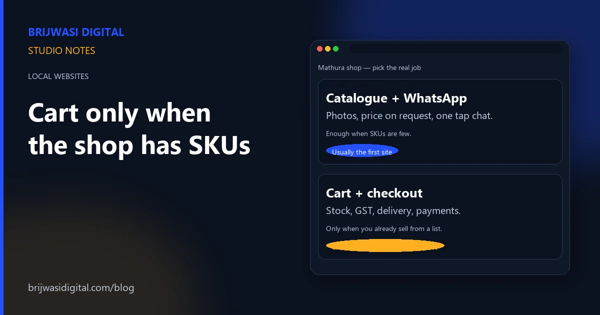 Mathura shop website choice: WhatsApp catalogue versus a cart when you have SKUs