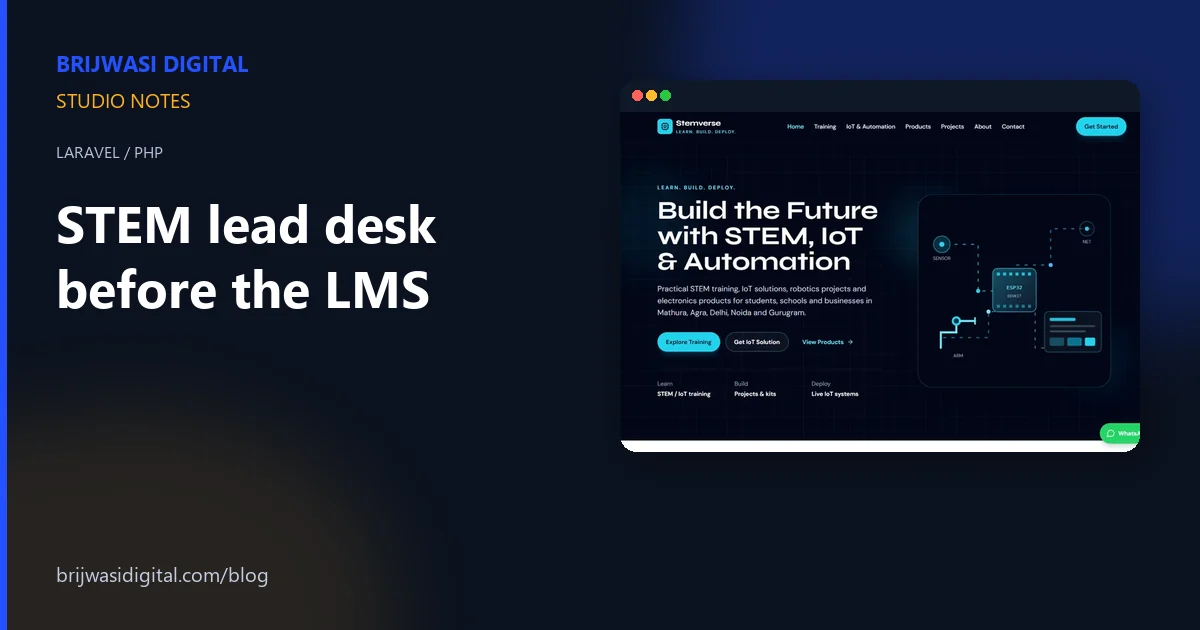 Stemverse website — Laravel STEM and IoT CMS for Mathura, Agra and Delhi NCR