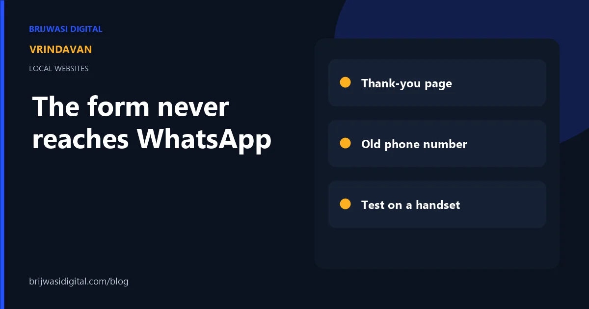 Checklist when a Vrindavan booking form does not reach WhatsApp